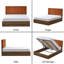 Lit plateforme moderne capitonné avec tête de lit à canaux et rangement relevable, taille standard, velours orange-130122134-130122137