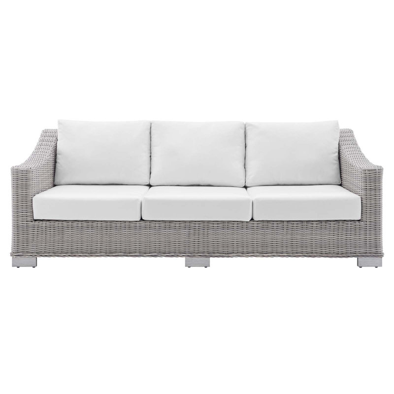 Conway Sunbrella Outdoor Patio Wicker Rattan Sofa, White