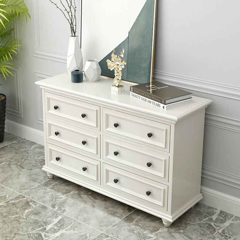 Armoire d'appoint en bois massif blanc et noir, H 31,5 po x l 55,12 po x P 17,72 po