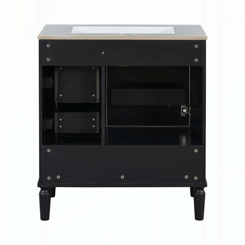 Meuble-lavabo moderne avec rangement spacieux et mécanisme de fermeture en douceur pour une fonctionnalité accrue, Noir