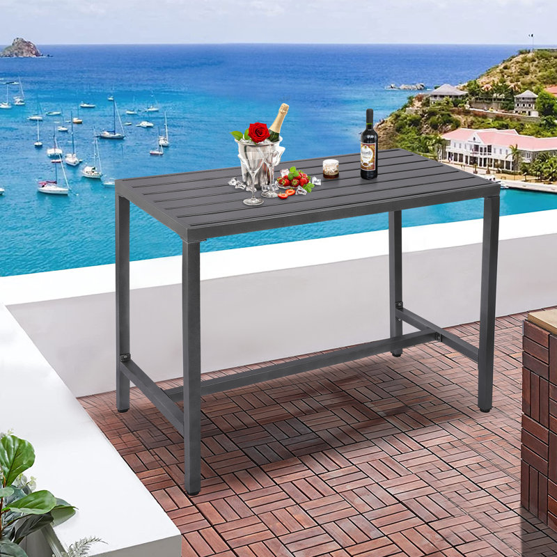 Counter Height 36.97'' Iron Bar Table, Grey, 24" W x 46.8" L