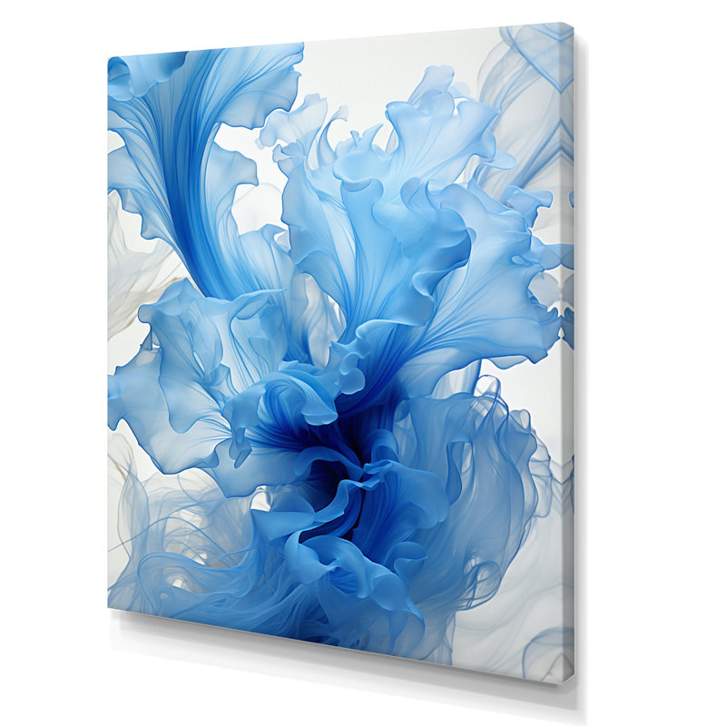 Encre liquide abstraite, encre liquide bleue, H 32 po x l 16 po x P 1 po, Toile tendue