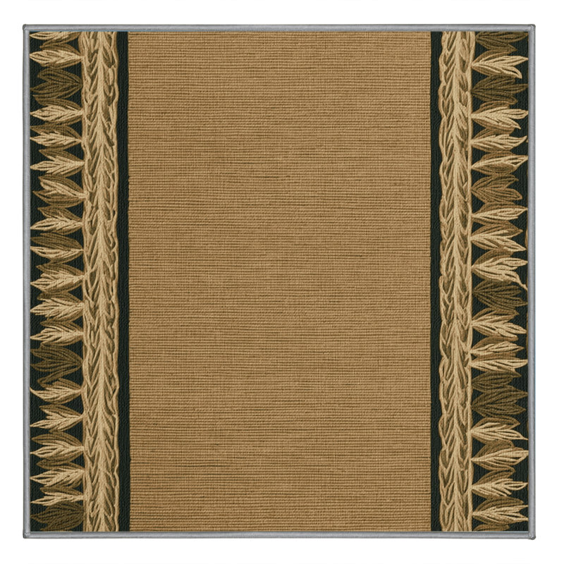 Washable Leaf Pattern Edge Farm Area Rug, Square 7'