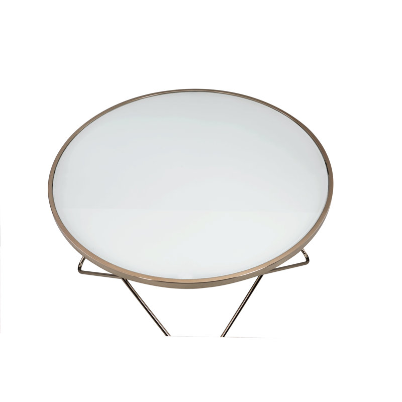 Table basse avec plateau en verre givré et finition champagne | Idée de cadeau
