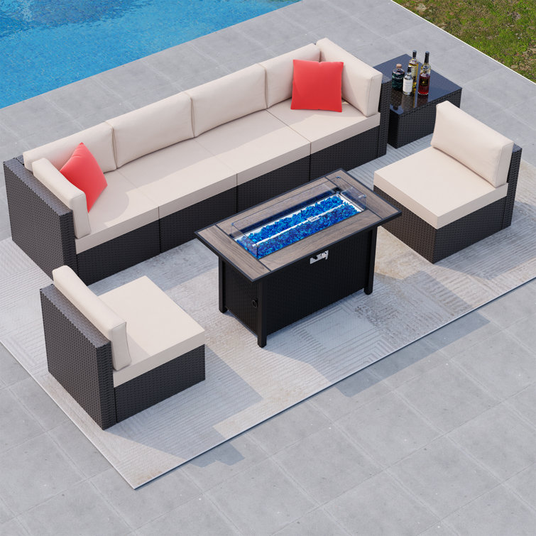Ensemble de conversation modulaire 8 pièces avec coussins 8 pièces