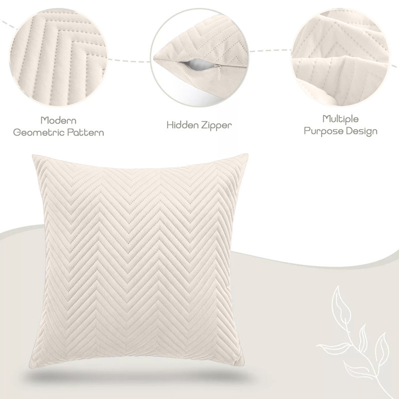 Chevron Square Cushion, Beige