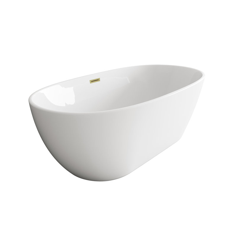 Cateisha 67'' x 30.7'' Soaking Acrylic Bathtub, Brushed Gold