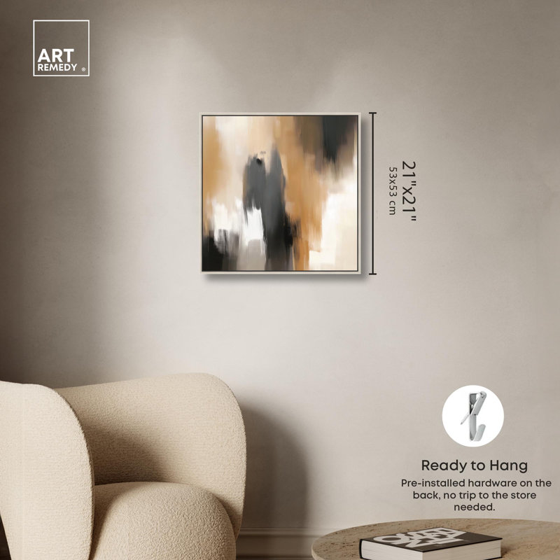 Art Remedy Boho Abstracts, toile, H 21 po x l 21 po, Encadrement argenté