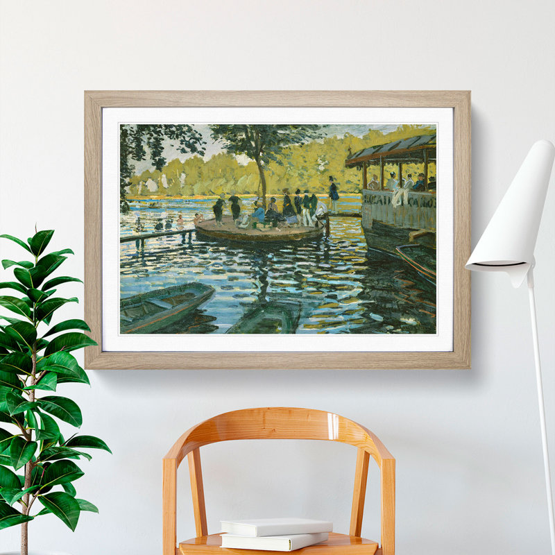 Bain a La Grenouillere by Claude Monet - Picture Frame Painting, Oak Framed, 36cm H x 48cm W x 2cm D