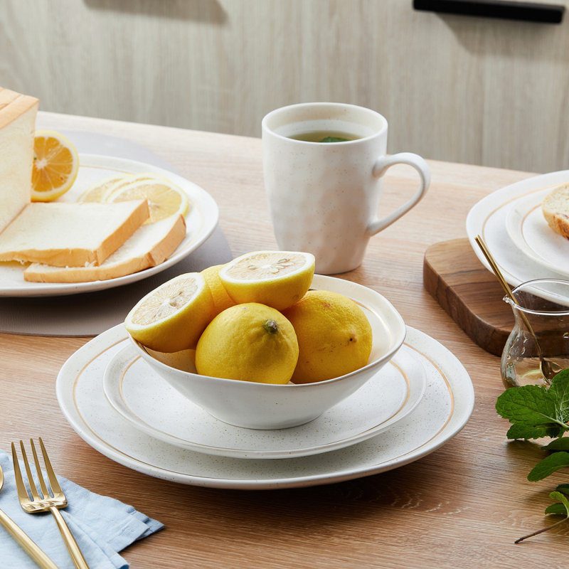 Stone Lain Clara 32-Piece Dinnerware Set Porcelain, White