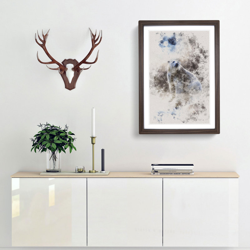 Polar Bear - Picture Frame Painting Print, Walnut Framed, 63cm H x 45cm W x 2cm D