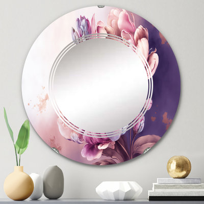 Pink And Gold Peruvian Lily II - Floral Peruvian Lily Wall Mirror