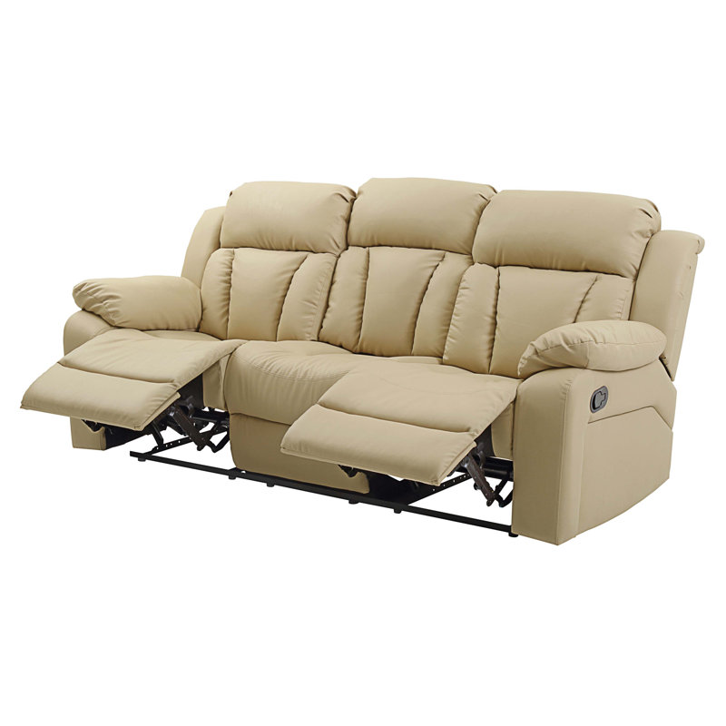 Kamarr Faux Leather Recliner, Beige Faux Leather