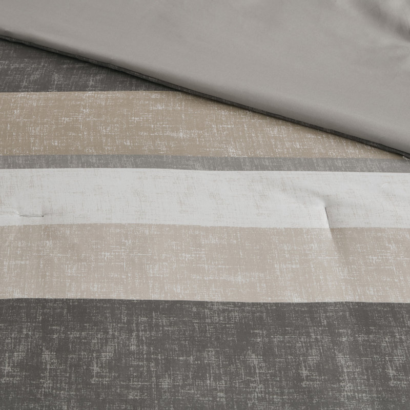 Jaxon Comforter Set with Bed Sheets, Queen Comforter + 6 Additional Pieces, Taupe/Gray