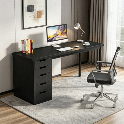 Bureau d'ordinateur 47 po à 5 tiroirs, bureau compact à domicile avec rangement