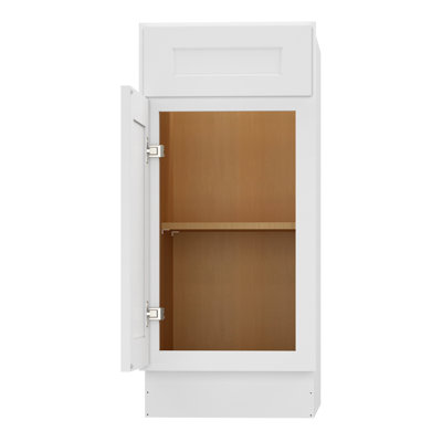 1-drawer 1-shelf Base Cabinet 15-in W x 34-1/2-in H x 24-in D White Ready to assemble (RTA) Plywood Cabinet Recessed Panel Shaker