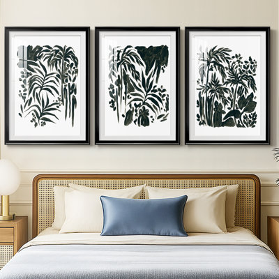 Encre Jungle I - Impression sur mesure encadrée de qualité supérieure - 3 pièces