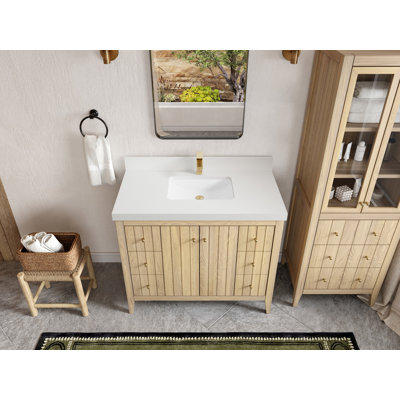 42 po. X P 22 po D Meuble-lavabo simple avec 2 po Quartz blanc