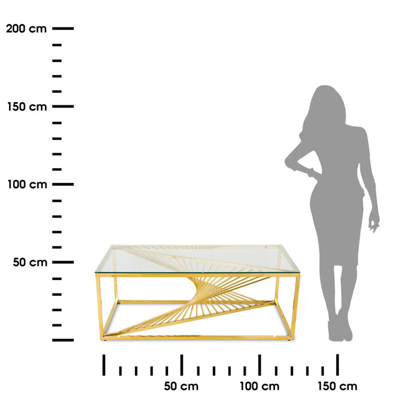 Fairhope glass coffee table, Transparent, Gold