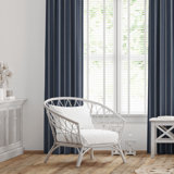 Shay Broad Ticking Stripe Dark Denim Cotton Grommet Top Drapery Panel Set of 2