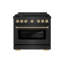 ZLINE Autograph 36 in. Paramount Gas Range in Black Stainless Steel with Gold Helix Handle-1664536964