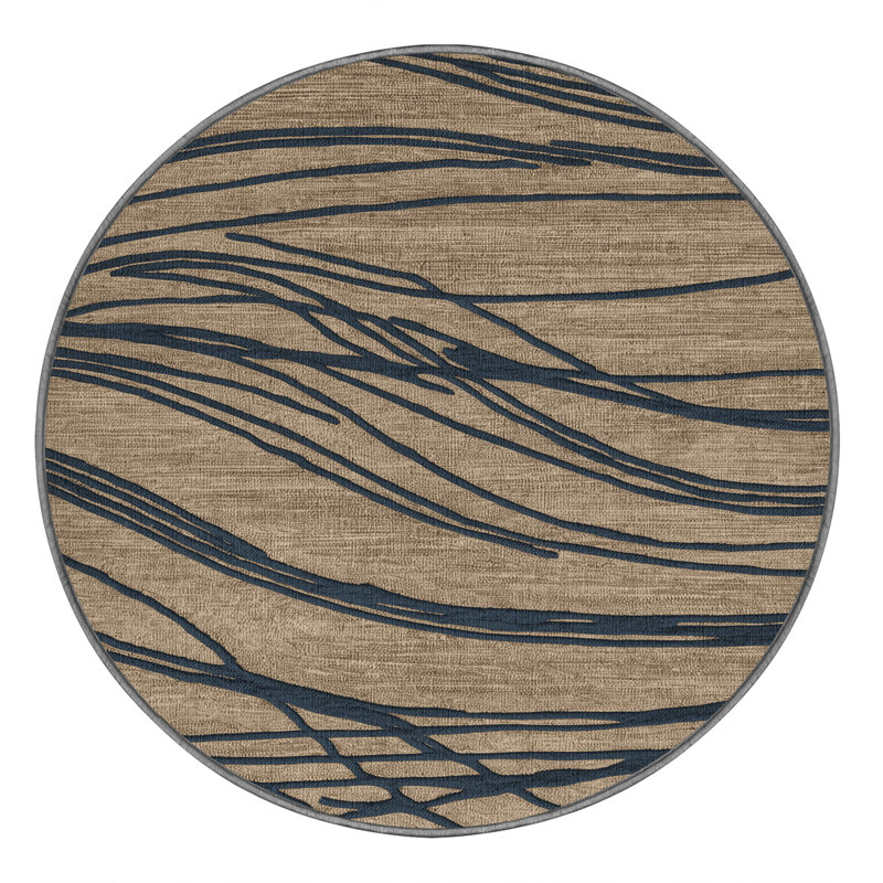 Machine Washable Space Gray Area Rug, Round 3'