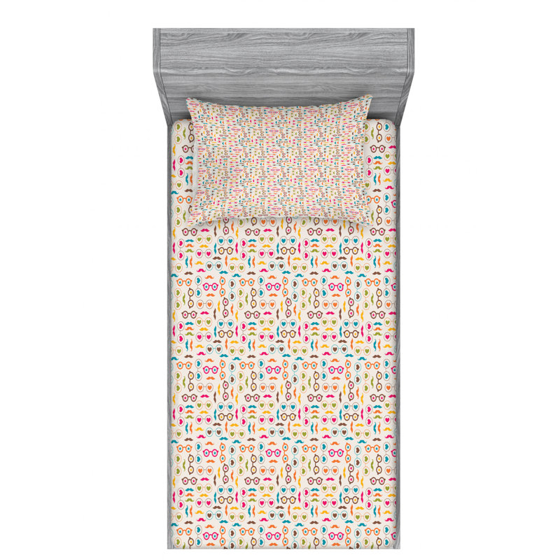 Microfiber Patterned Fitted Sheet, Twin Fitted Sheet with 1 Pillowcase