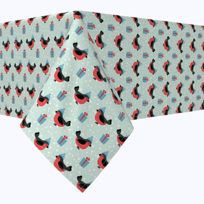 Efrim  Rectangular Tablecloth, 100% Cotton, Winter Cardinals & Presents