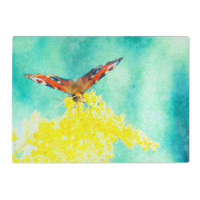 Butterfly on a Flower Painting Chopping Board