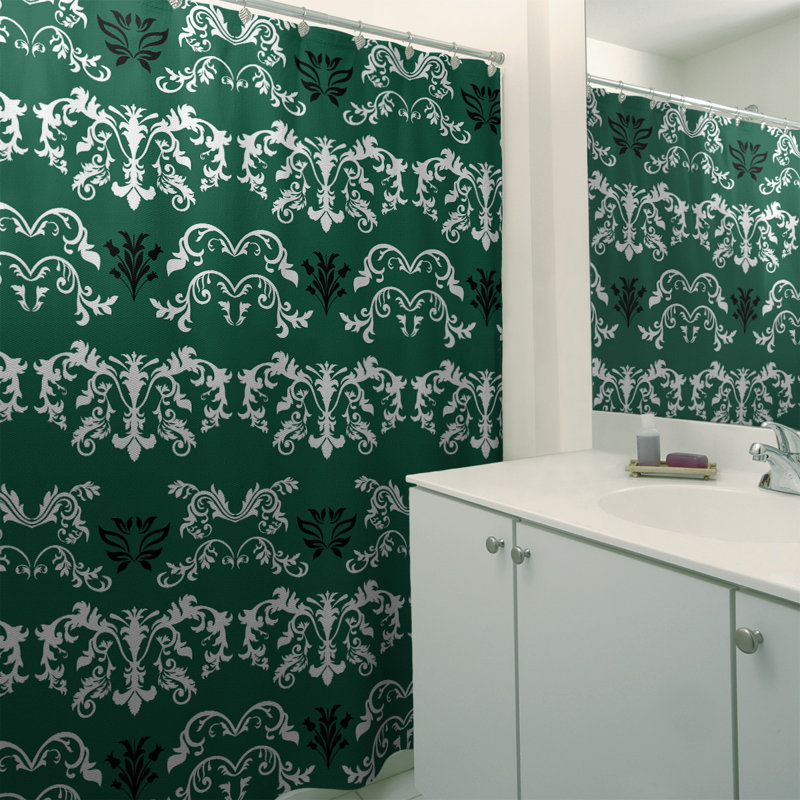 Rideau de douche New York, Vert foncé / blanc / noir
