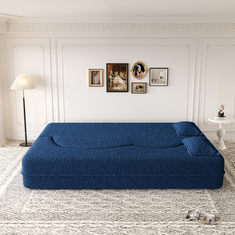 Canapé-lit moderne avec 2 coussins, canapé-lit convertible en tissu rembourré de mousse, matelas pliant double de 15 po pour le salon, le lit d'invité, la salle de jeux, aucun assemblage requis