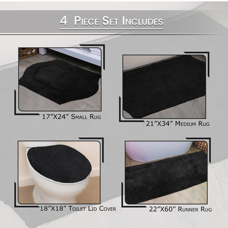 Tapis pour salle de bain Delean, Noir