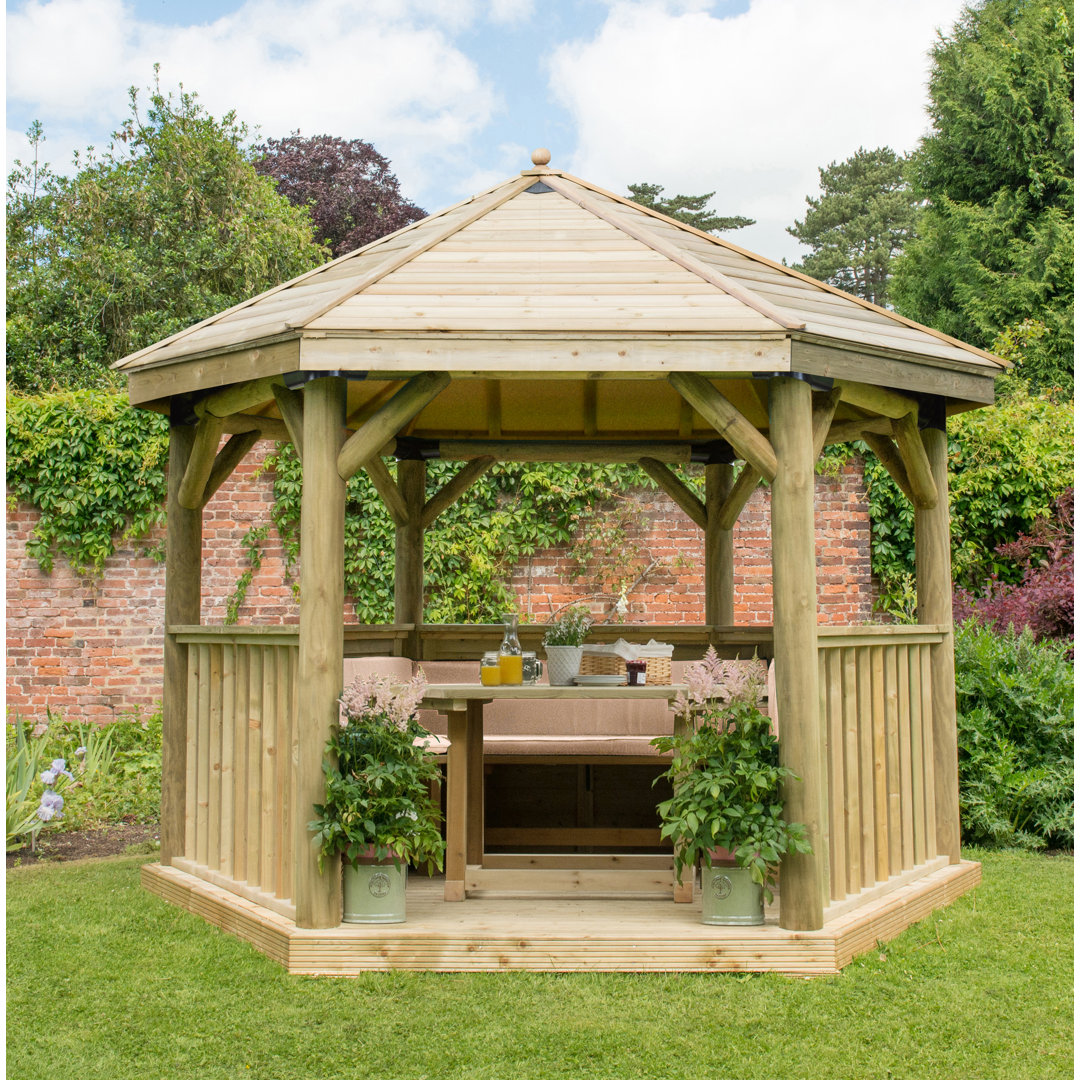Furnished 3.8m x 3.3m Wooden Gazebo with Timber Roof with Installation Service