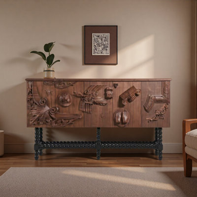 Buffet rétro en bois massif