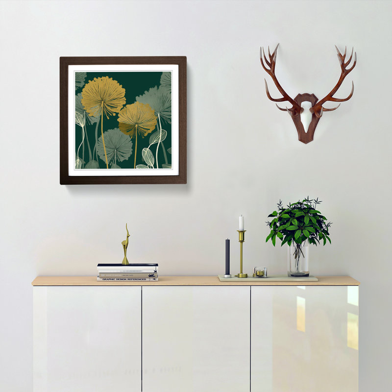 Dandelion Art Deco No.1 - Framed Print, Walnut