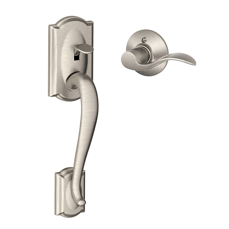 Camelot Lower Half Handleset with Accent Door Lever (Deadbolt Sold Separately), Left Hand, Matte Black