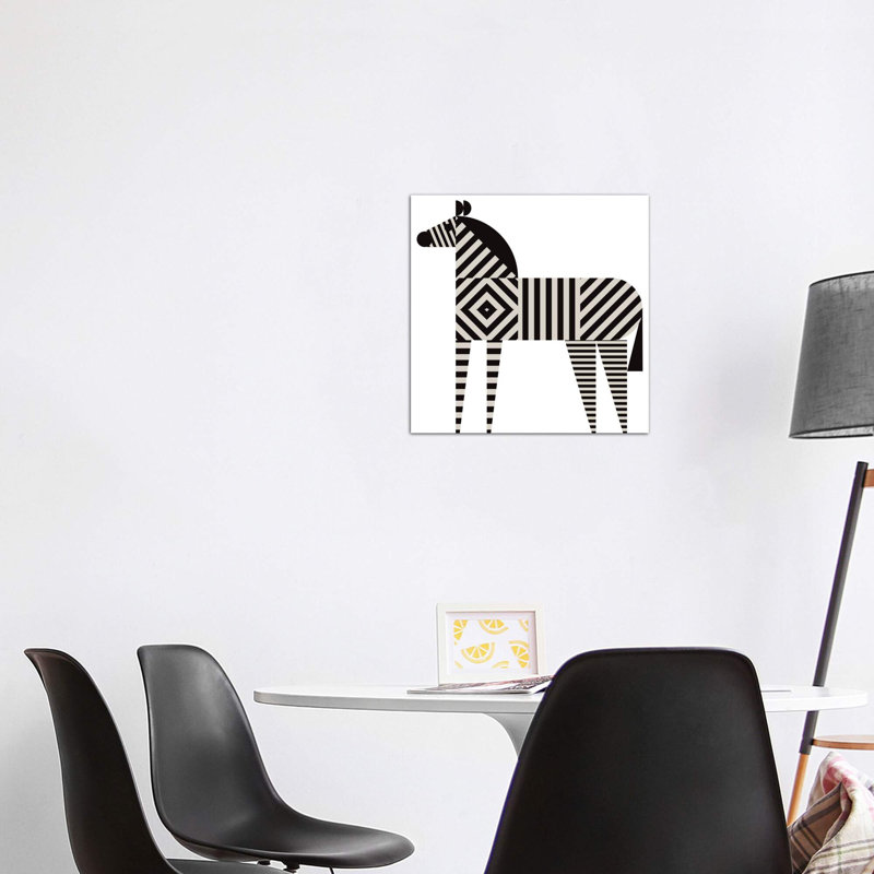 Décoration murale zèbre à rayures pour enfants, H 12 po x l 12 po x P 1,5 po, Toile tendue