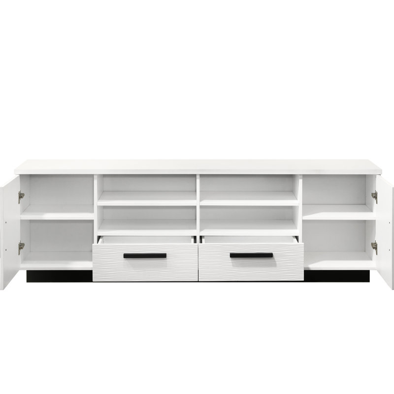 70.5" White Tv Stand - Drawer And Cabinet Storage For A Sophisticated Space With 2 Drawers Cabinets Space