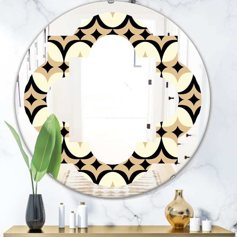 Miroir mural en forme de "quadrilobe abstract rétro" à style vii moderne, H 31,5 po x l po