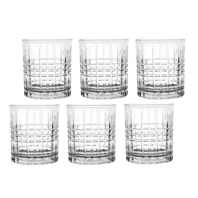 Lorren Home Trends Tall 11 Ounce Double Old Fashion Drinking Glass-Textured Cut Glass