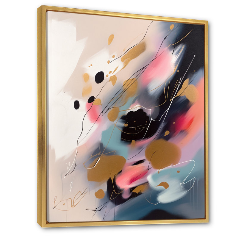Jaheim " Brushstroke Abstract IV ", 20" H x 12" W x 1" D, Gold Floater Framed