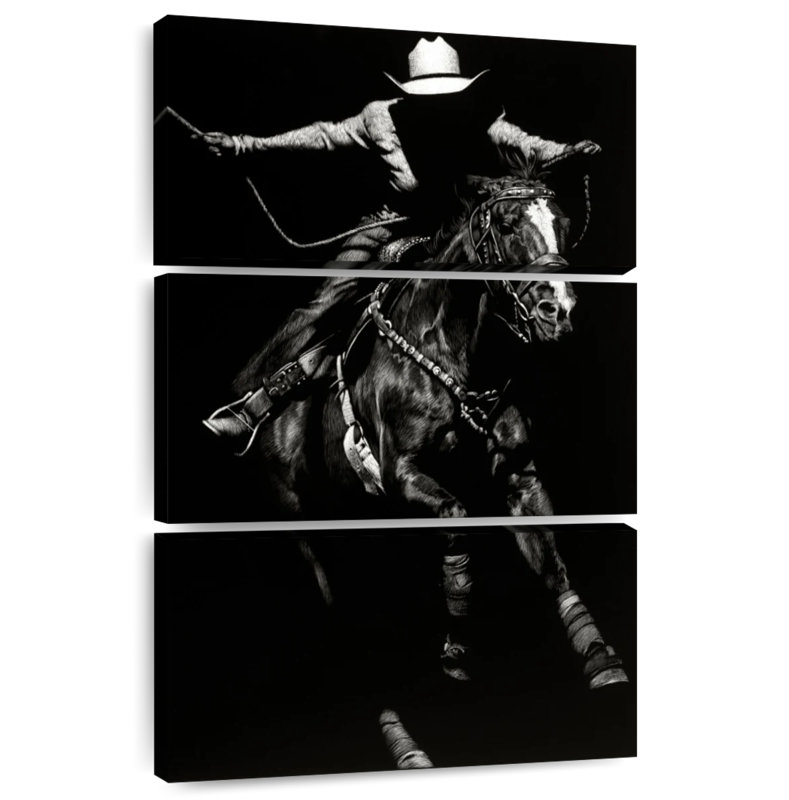 Lelar Scratchboard Rodeo III, 38" H x 24" W