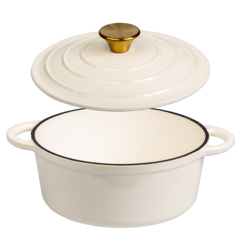 Cocotte ronde en fonte émaillée Lexi Home, Crème, 2,8 pte