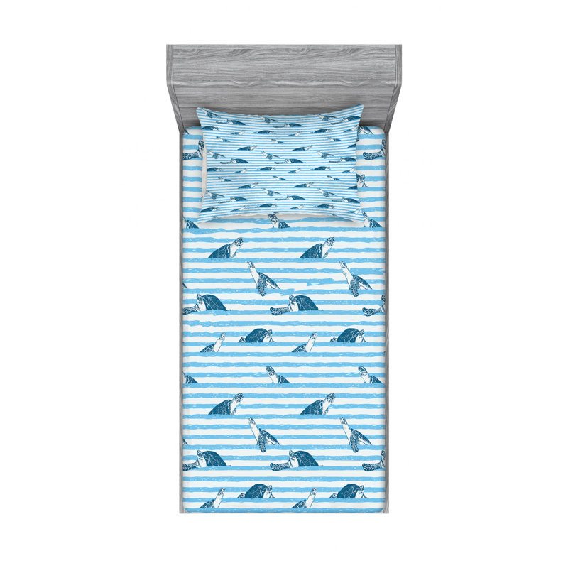 Microfiber Striped Sheet Set, Twin Sheet Set with Fitted Sheet