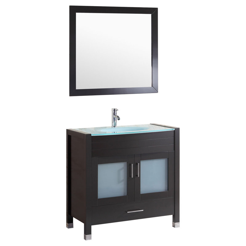 Ensemble de meuble-lavabo simple l 36 po avec miroir Marguez, Noir