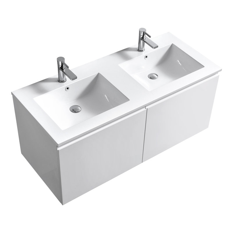 Ensemble de meuble-lavabo double 48 po, Blanc