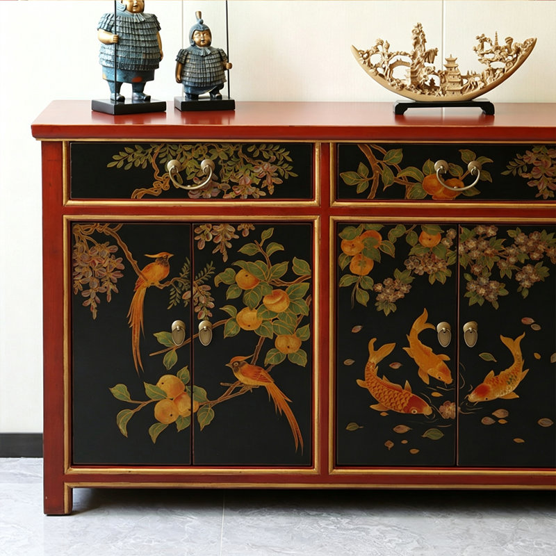 Armoire d'entrée Mid-Century en bois massif