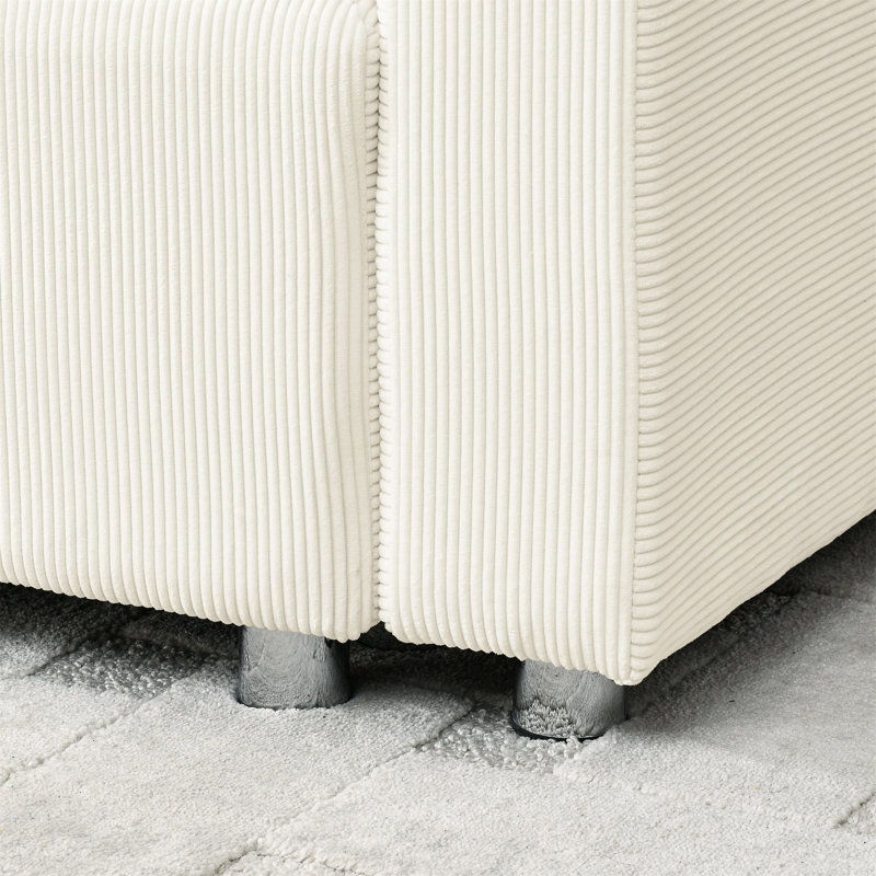 Lit modulaire sans accoudoirs avec housses escamotables et lavables avec dossier rembourré en velours côtelé beige