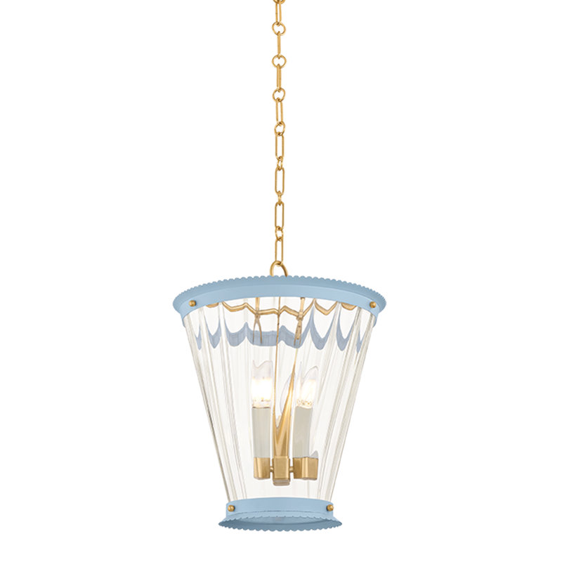 Lanterne Lucretia, Laiton vieilli / bleu arctique doux