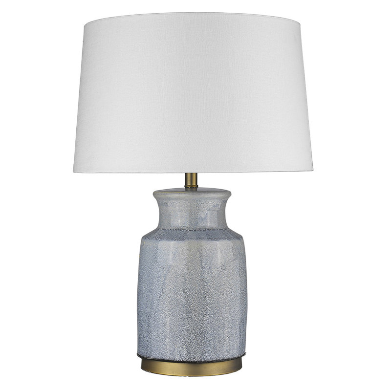 Lampe de table 27 po en céramique grise avec abat-jour empire blanc